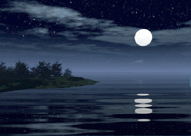 Луна над морем - Море анимация - Анимация - Галерея картинок и фото