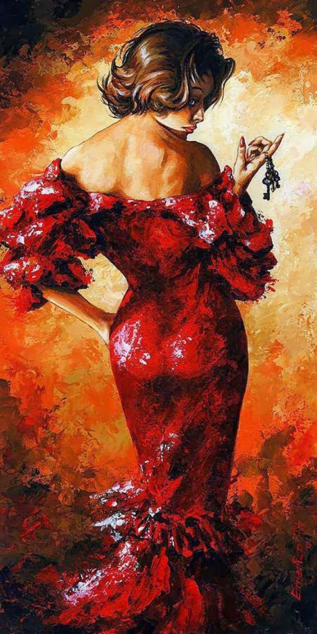 Lady in red от венгерского художника Имре Тота.