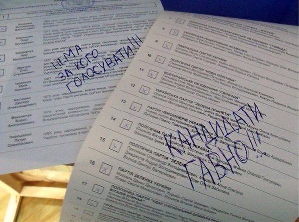 «Живи, Новороссия!»: что пишут на бюллетенях для голосования на Украине.