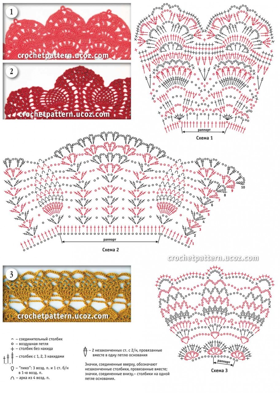 Ажурная рюша крючком схемы