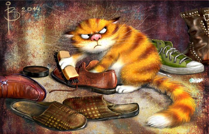 Очищение. Автор: Рина Зенюк. Российская художница рисует позитивных котов, которые поднимают настроение