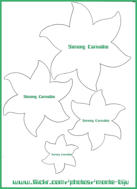 Шаблоны для изготовления цветов своими руками из бумаги или ткани.
