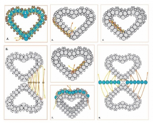 как сплести сердце из бисера, схема бисерных сердечек , валентинка из бисера