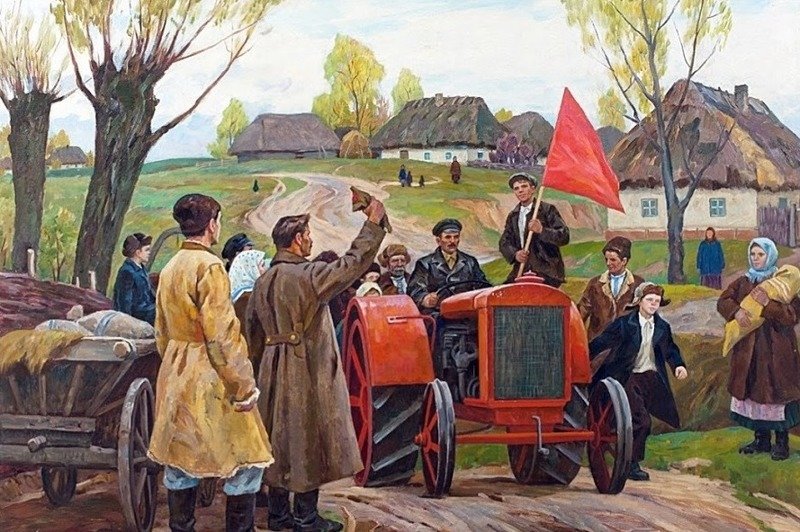 5. Широков Алексей Александрович "Трактор пришел", 1972 СССР, живопись, картины, красиво, соцреализм, художники