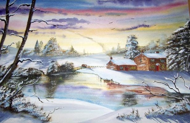 Зимний пейзаж картина своими руками