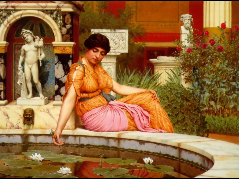   .    / John William Godward. A Lily Pond