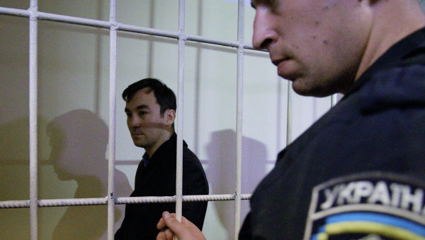 Россиянин Евгений Ерофеев, один из двух задержанных на Украине в мае 2015 года, на заседании суда. Сентябрь 2015