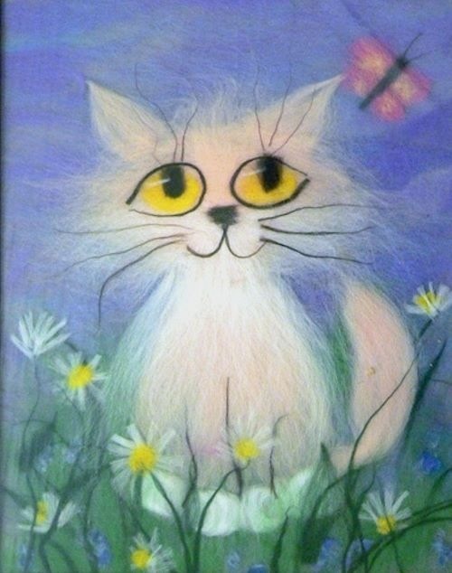 Картины из шерсти мастер класс коты Картины из шерсти мастер класс коты