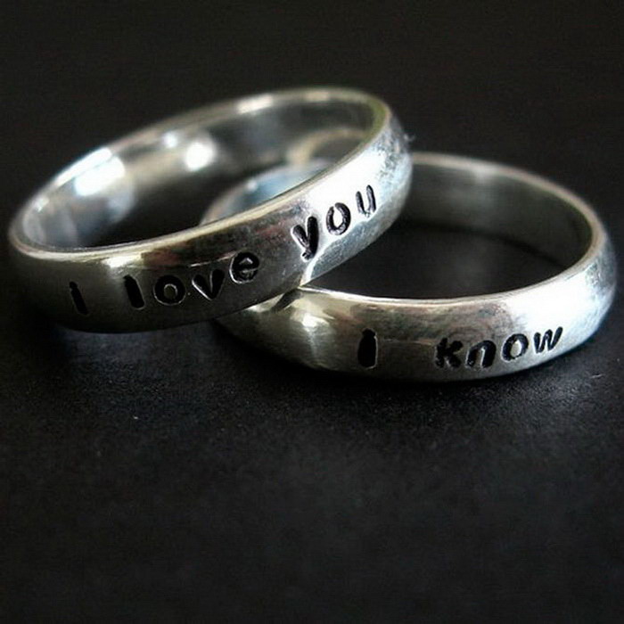 Кольца с гравировками: «Я тебя люблю» и «Я знаю» диза, кольцо, креатив