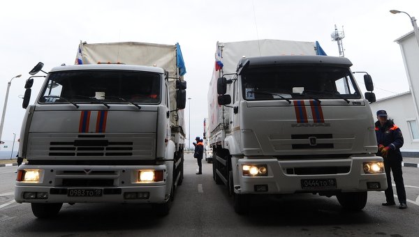 Очередная колонна МЧС России с гуманитарной помощью для жителей Донбасса