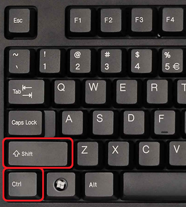 комбинация клавиш CTRL+SHIFT