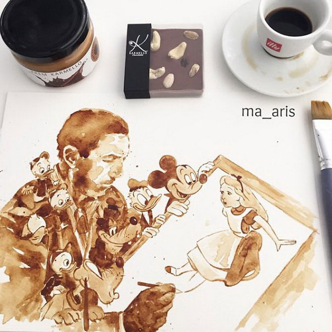 Картины с ароматом кофе: нежные «акварели», нарисованные бодрящим напитком