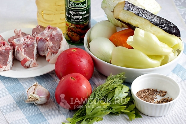 Ингредиенты для дымлямы по-узбекски в казане