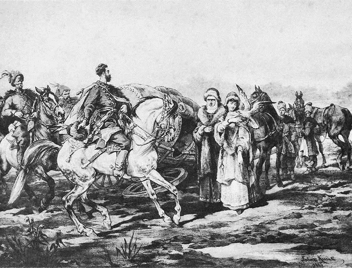 Самая первая встреча Скшетуского с княжной Курцевич. Иллюстрации к роману «Огнем и мечом» Юлиуша Коссака. Самая первая встреча Скшетуского с княжной Курцевич. Иллюстрации к роману «Огнем и мечом» Юлиуша Коссака.