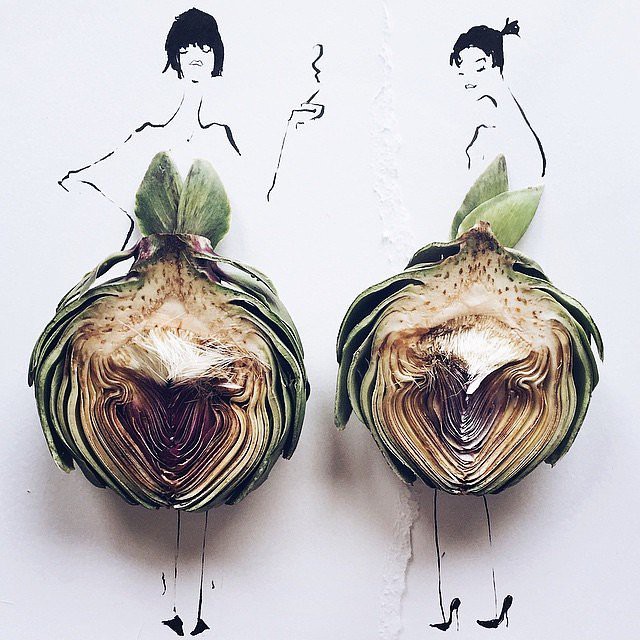 5. Оригинальный способ носить овощи еда, иллюстратор, мода