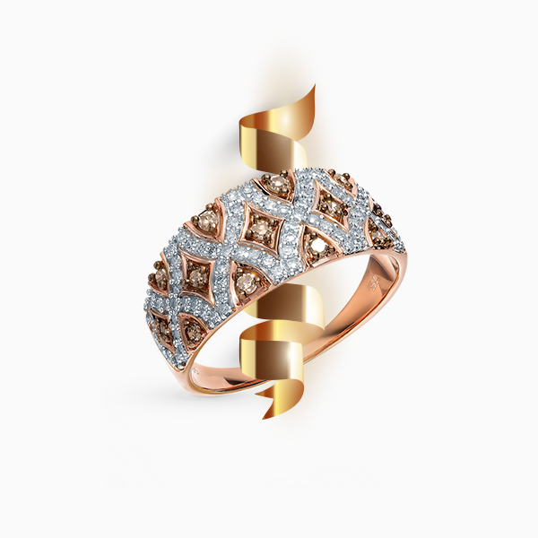 Кольцо SL, розовое золото, бриллианты