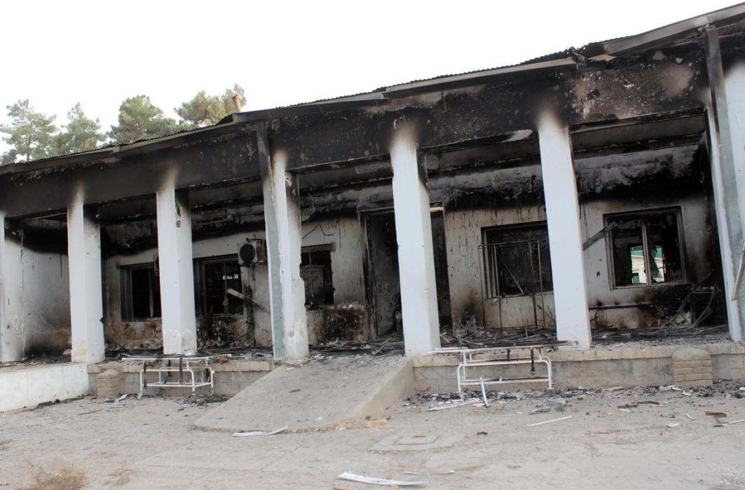 In this Friday, Oct. 16, 2015 photo, the charred remains of the Doctors Without Borders hospital is seen after being hit by a U.S. airstrike in Kunduz, Afghanistan. The head of Doctors Without Borders, which is also known by its French abbreviation MSF whose hospital in northern Afghanistan was destroyed in a U.S. airstrike says the extensive, quite precise destruction of the bombing raid casts doubt on American military assertions that it was a mistake. (Najim Rahim via AP)