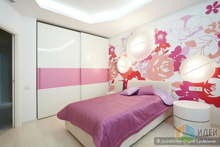 Дизайн детской комнаты, стильная розовая детская