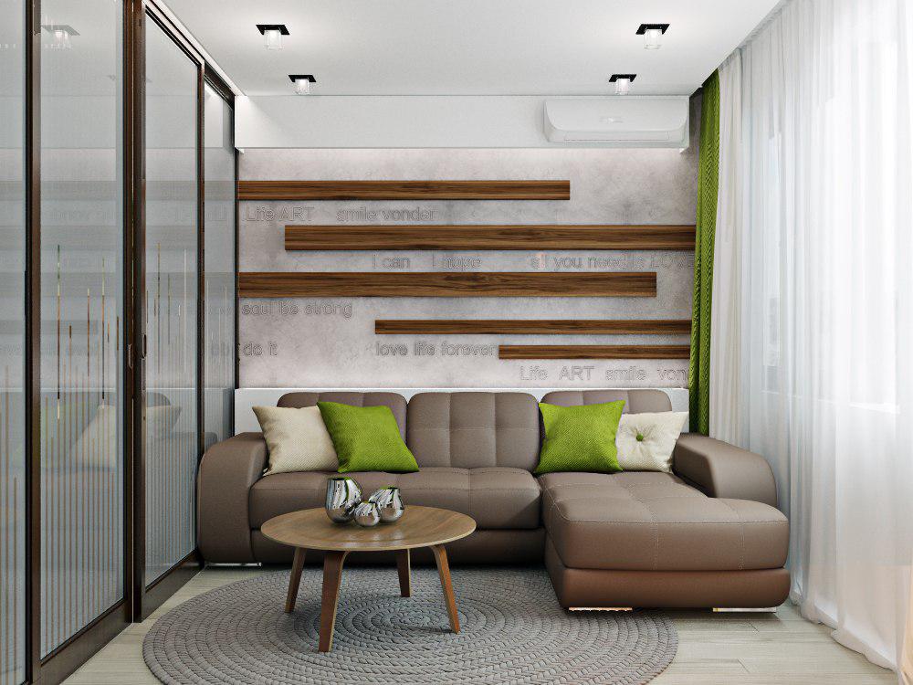 Дизайн квартиры для холостяка, интерьер гостиной, угловой диван в гостиной