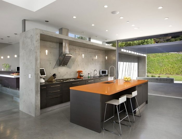 Кухни из бетона, стильные кухни фото