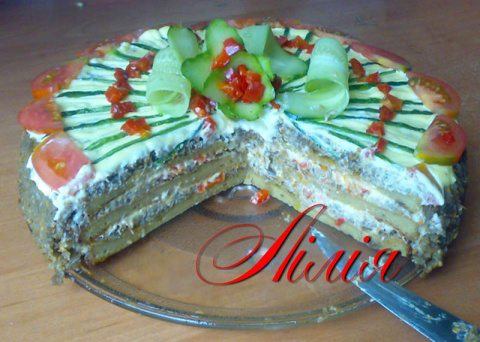 Кабачково-баклажанный торт
