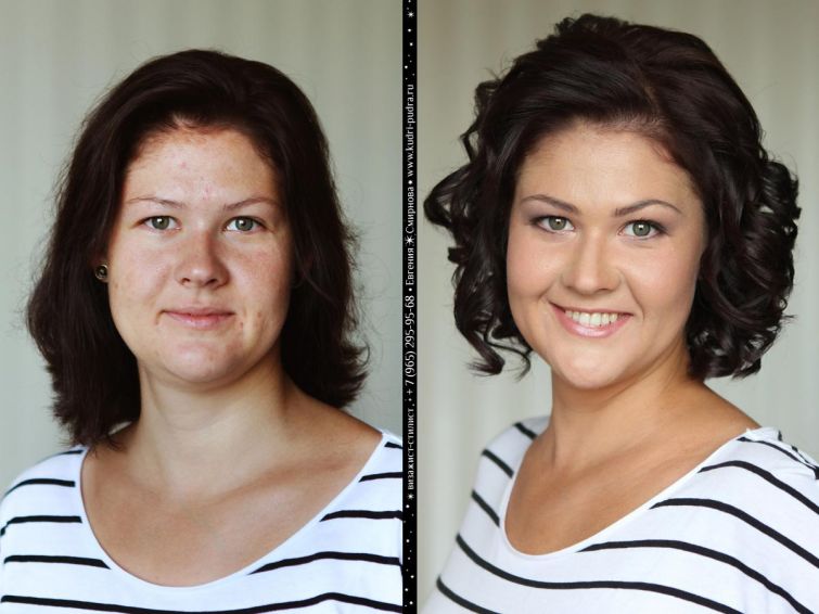 до и после макияжа, визажист Евгения Смирнова