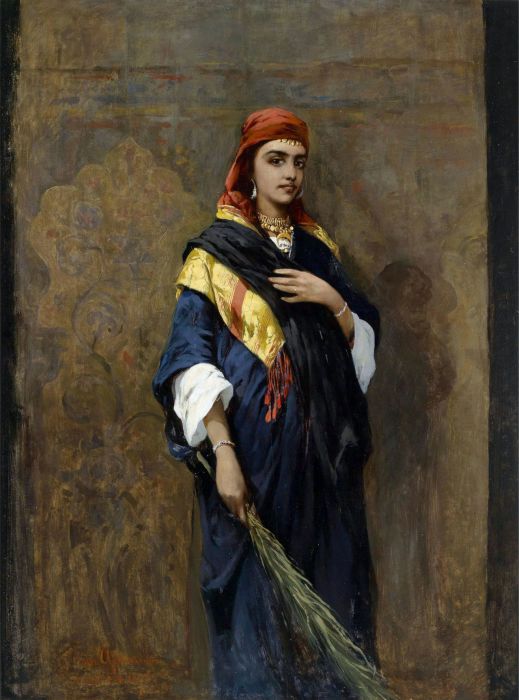 Тадеуш фон Айдукевич (Thaddaus von Ajdukiewicz) (1852 – 1916) Портрет восточной женщины с веткой в руках (Portrait of an Oriental Woman holding a Branch). Тадеуш фон Айдукевич (Thaddaus von Ajdukiewicz) (1852 – 1916) Портрет восточной женщины с веткой в руках (Portrait of an Oriental Woman holding a Branch).