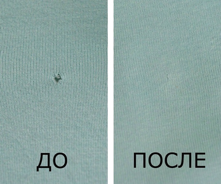 Как спрятать дырочку на трикотаже