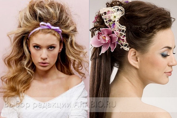 Прическа с начесом и украшения для волос