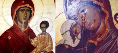 В Украине и России одновременно заплакали иконы