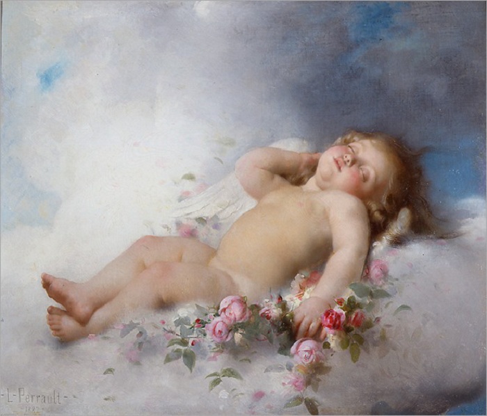   .(Sleeping putto). : Leon Bazile Perrault.