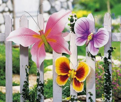 garden butterflies, fence decor