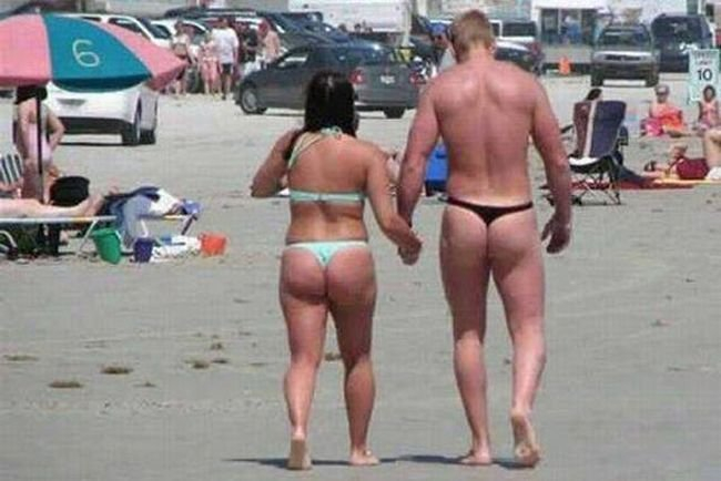 Жена первый раз надела на пляж стринги фото