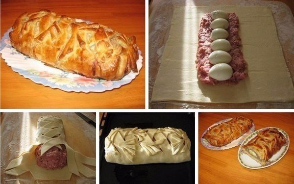 Мясной рулет в тесте по-домашнему.