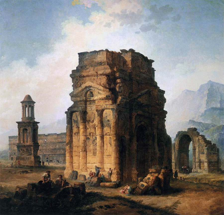 Триумфальная арка и амфитеатр в Оранже (1787)