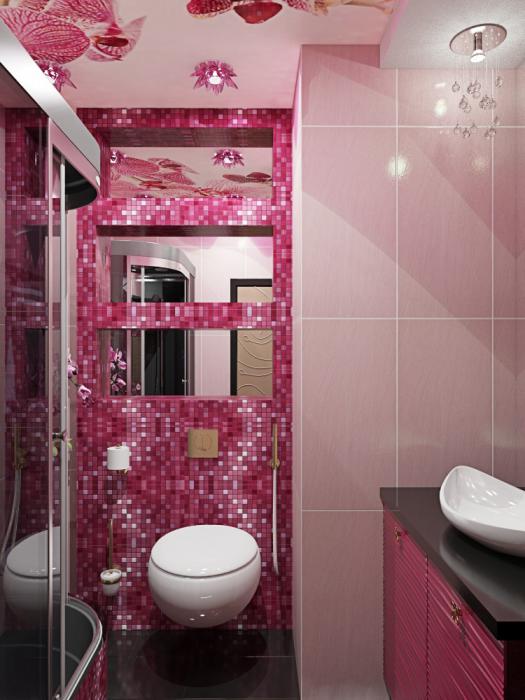 Дизайн-проект квартиры в ЖК Коммунарка, интерьер розовой ванной