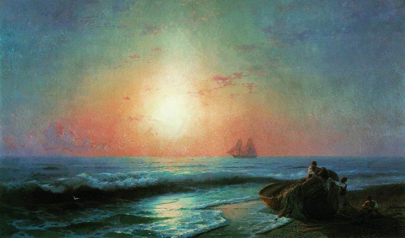 7. Восход солнца у берегов Ялты Айвазовский, картина, пейзаж, художник