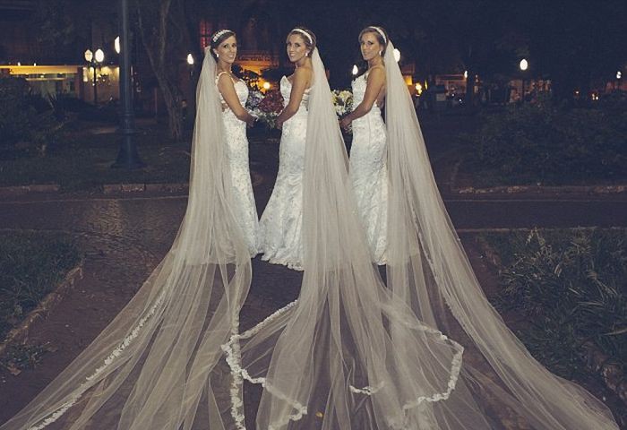 Свадьба бразильских сестер-тройняшек  свадьба, тройняшки