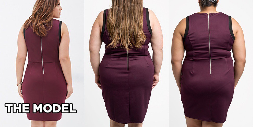 То же самое платье размера 2X со спины интернет, полные женщины, шопинг