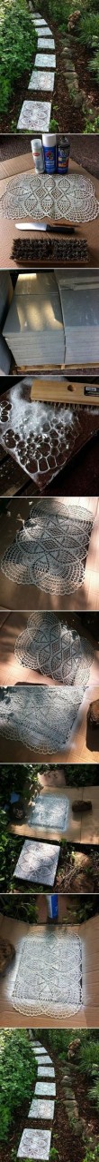 DIY Lace Like Stepping Stones - diy craft crafts easy crafts (follow the pictures step-by-step) Garden Path Ideas