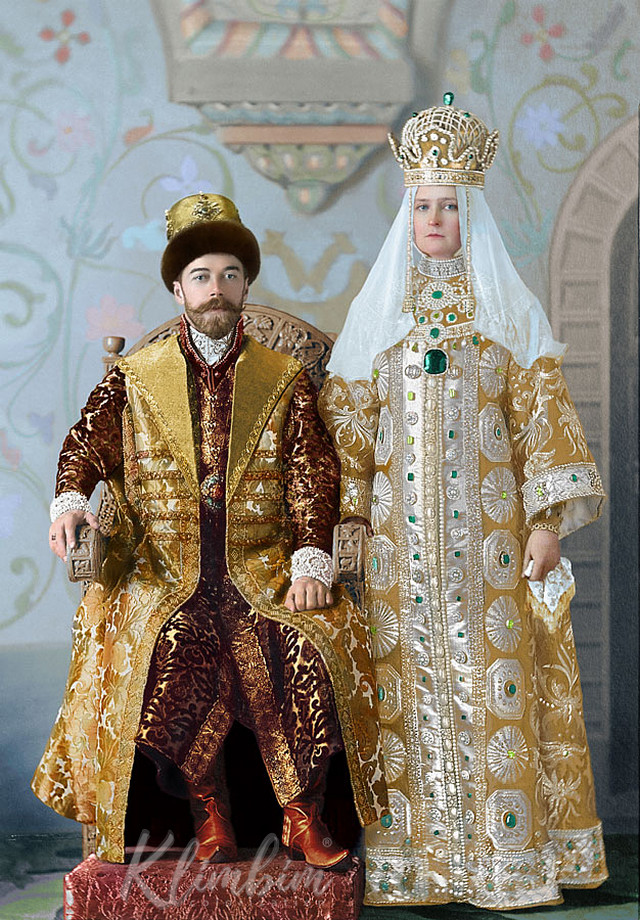 Гости костюмированного бала Романовых в раскрашенных фотографиях 1903 года