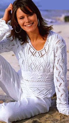 Ажурный пуловер спицами - схема