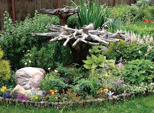 Коряги в саду: рутарий в ландшафтном дизайне фото