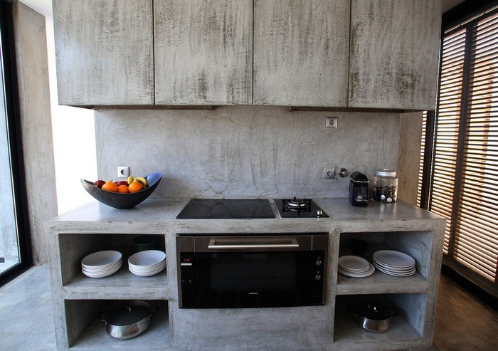 Кухни из бетона, стильные кухни фото