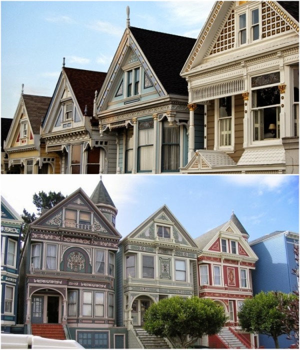 Филигранная работа мастеров особо четко видна на ярком фоне фасада («Painted Ladies», Сан-Франциско). | Фото: amusingplanet.com. Филигранная работа мастеров особо четко видна на ярком фоне фасада («Painted Ladies», Сан-Франциско). | Фото: amusingplanet.com.