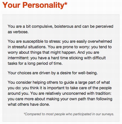 Результат работы системы Personality Insights #2