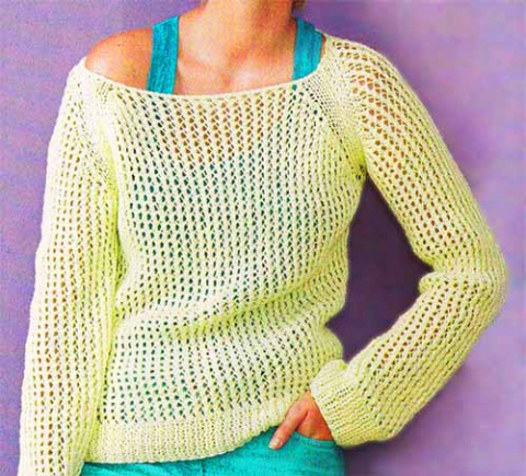пуловер с сетчатым узором