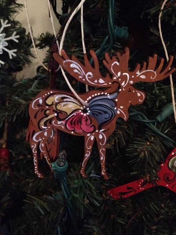 Norwegian Rosemaled moose ornament large by OlsenTrademarkCrafts, $11.00