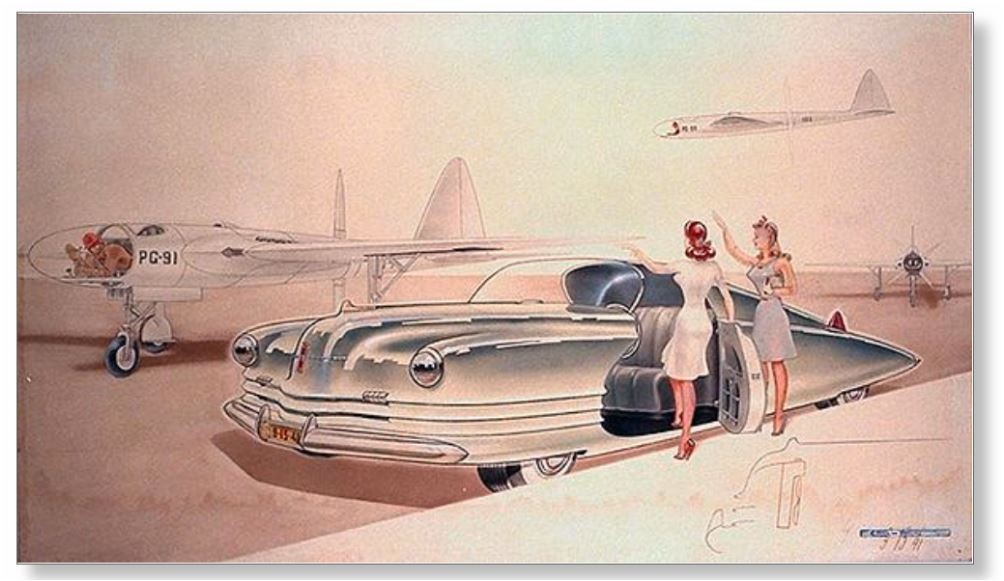 Chrysler Concept Styling Rendering Gil Spear '1941 sketch, автодизайн, дизайн