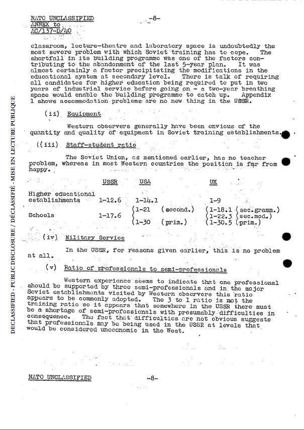 Аналитическая записка НАТО об образовании в СССР 1959 г.
